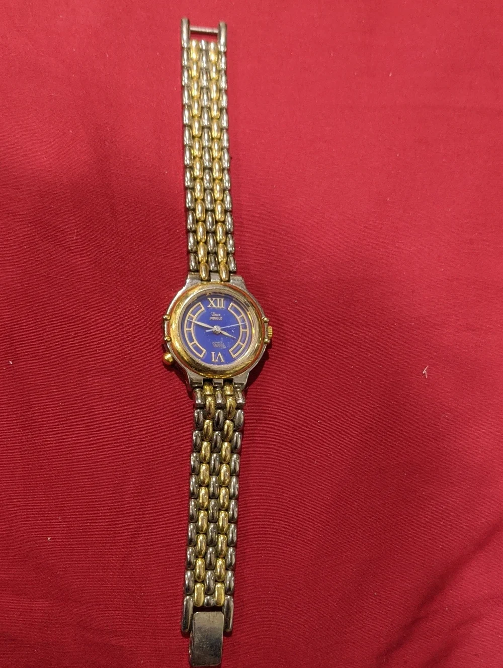 Timex Two-Tone Bracelet Watch with Blue Dial
